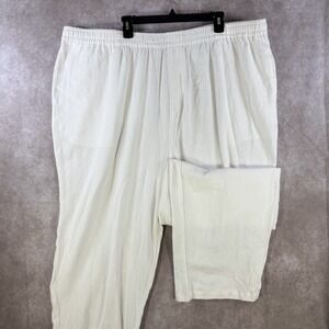 Ks Island Pants Women Plus Size 4XLT White Elastic Waist Pull-On Beach Resort